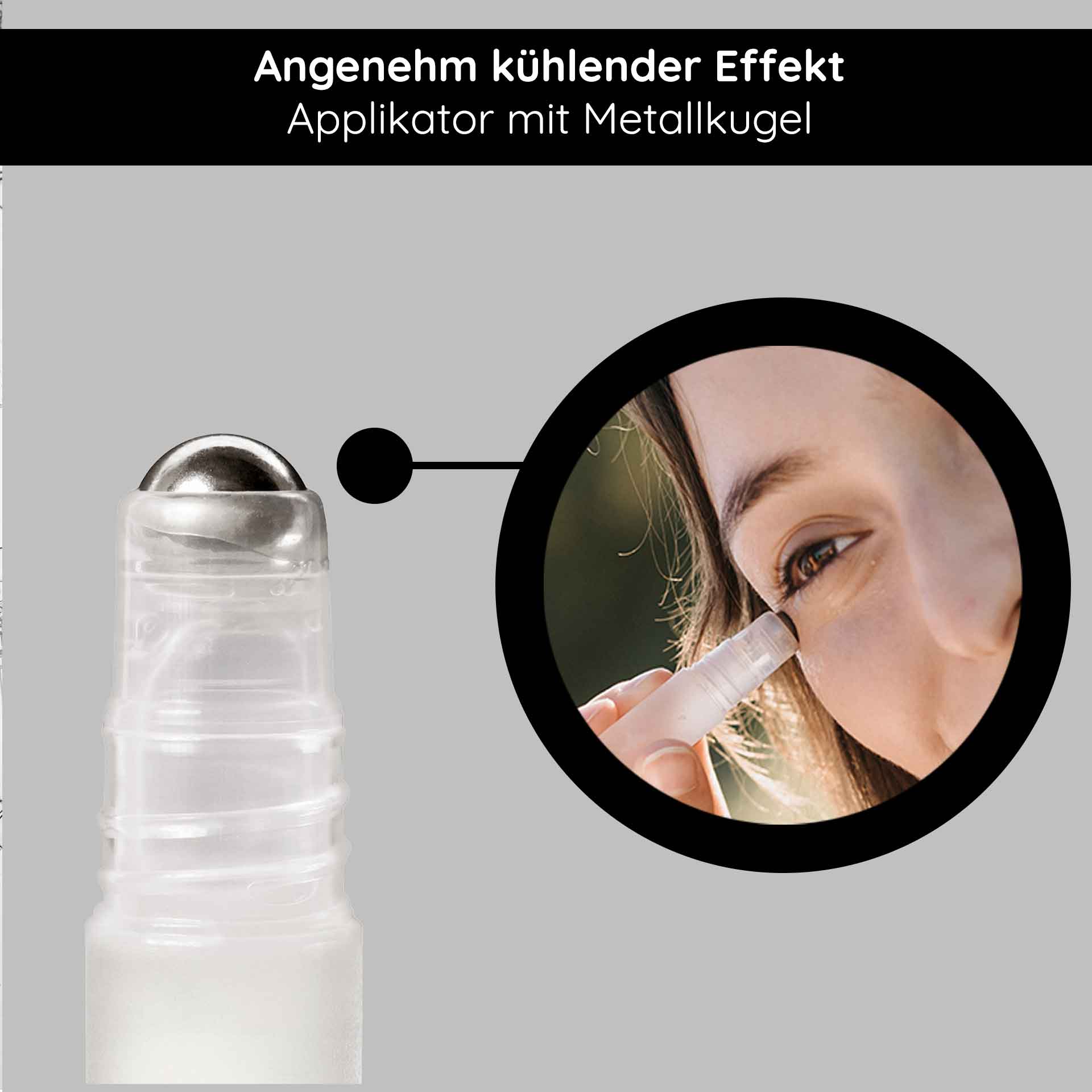 アイ リフティング ロールオン 10ml Angenehm kühlender Applikator mit Metallkugel für den RAU Eye Lifting Roll On, Anwendung zur Reduzierung von Fältchen, Augenringen und Tränensäcken.