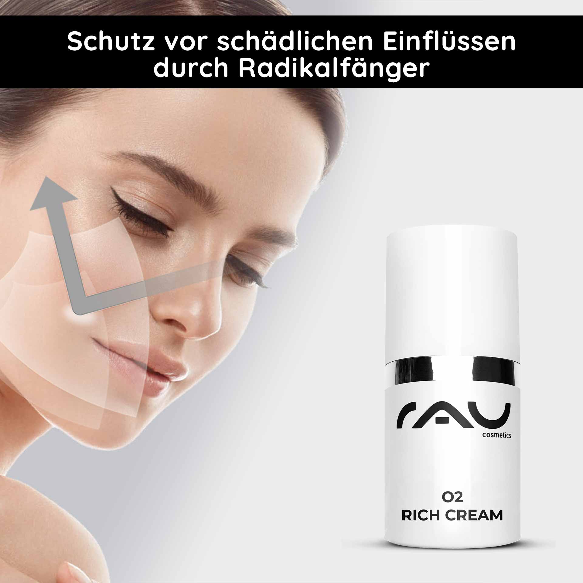 RAU O2 Rich Cream 15 ml - Reichhaltige Nachtcreme bei trockener Haut mit Gingko - Reisegrösse Kopf, Person, Gesicht, Erwachsener, Frau