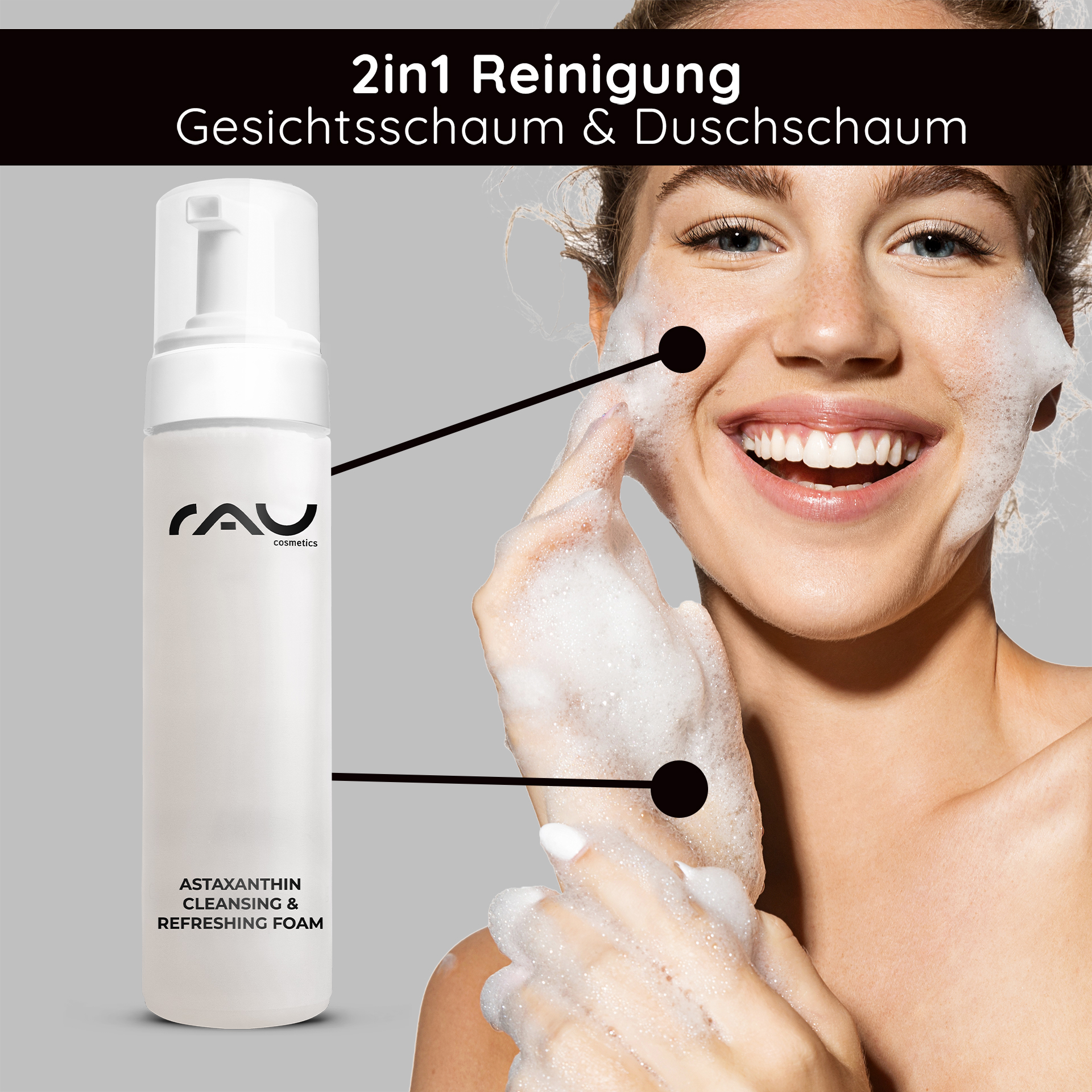 クレンジング&リフレッシュフォーム 200ml クレンジングフォーム Flasche, Kopf, Person, Gesicht