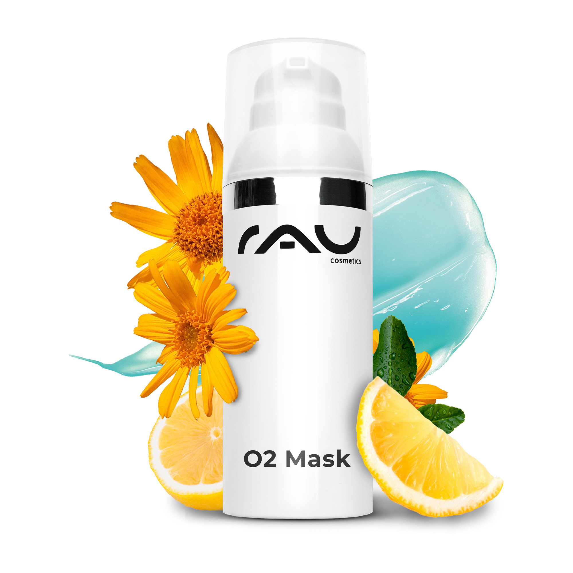 O2 マスク 50ml アロエベラ、アルニカ、イチョウのマスク Zitrusfrucht, Pflanze, Produzieren, Flasche, Gänseblümchen