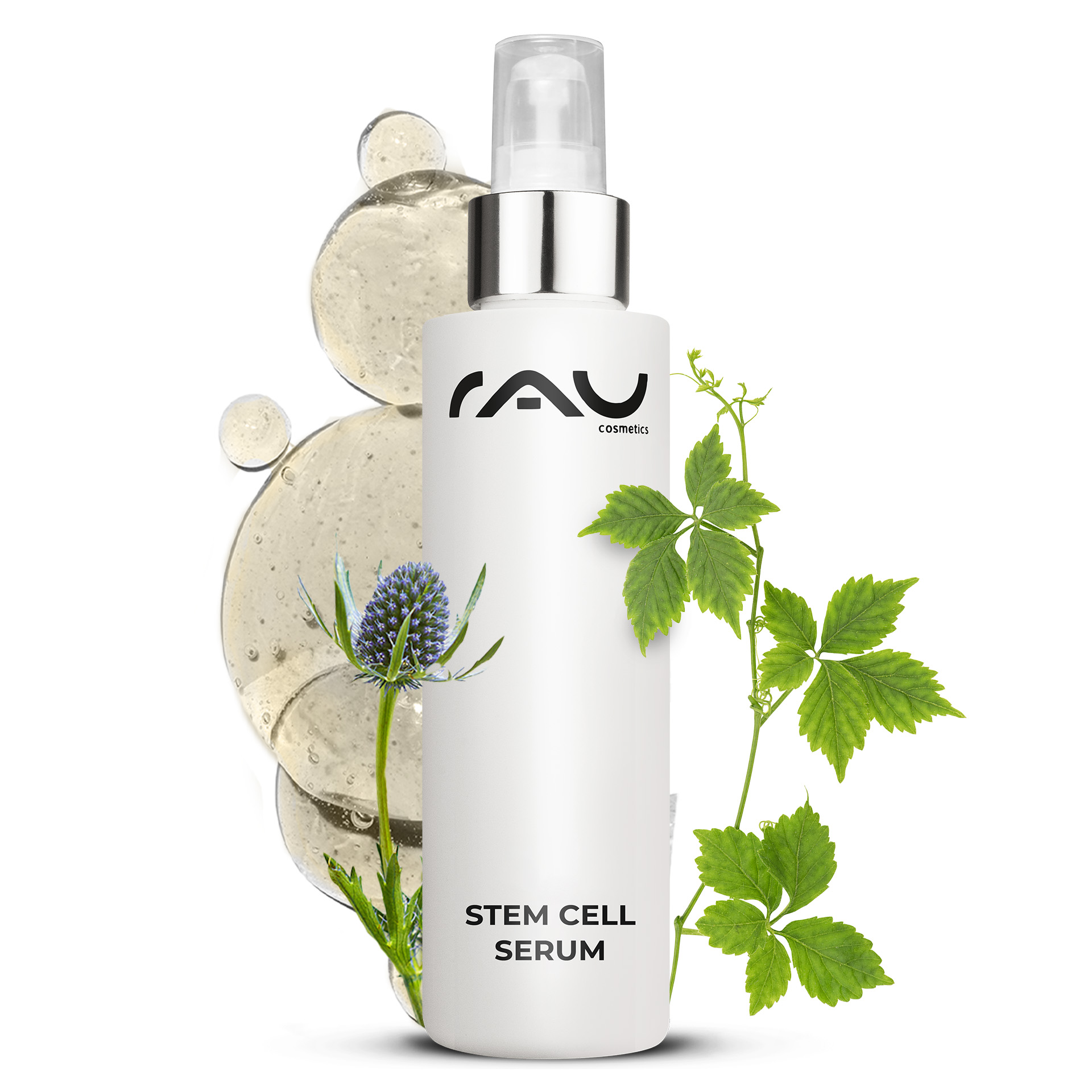 ステムセル・セラム 100ml 成熟肌と乾燥肌のためのアンチエイジング・ステムセル・セラム Kräuterig, Kräuter, Pflanze, Flasche, Lotion