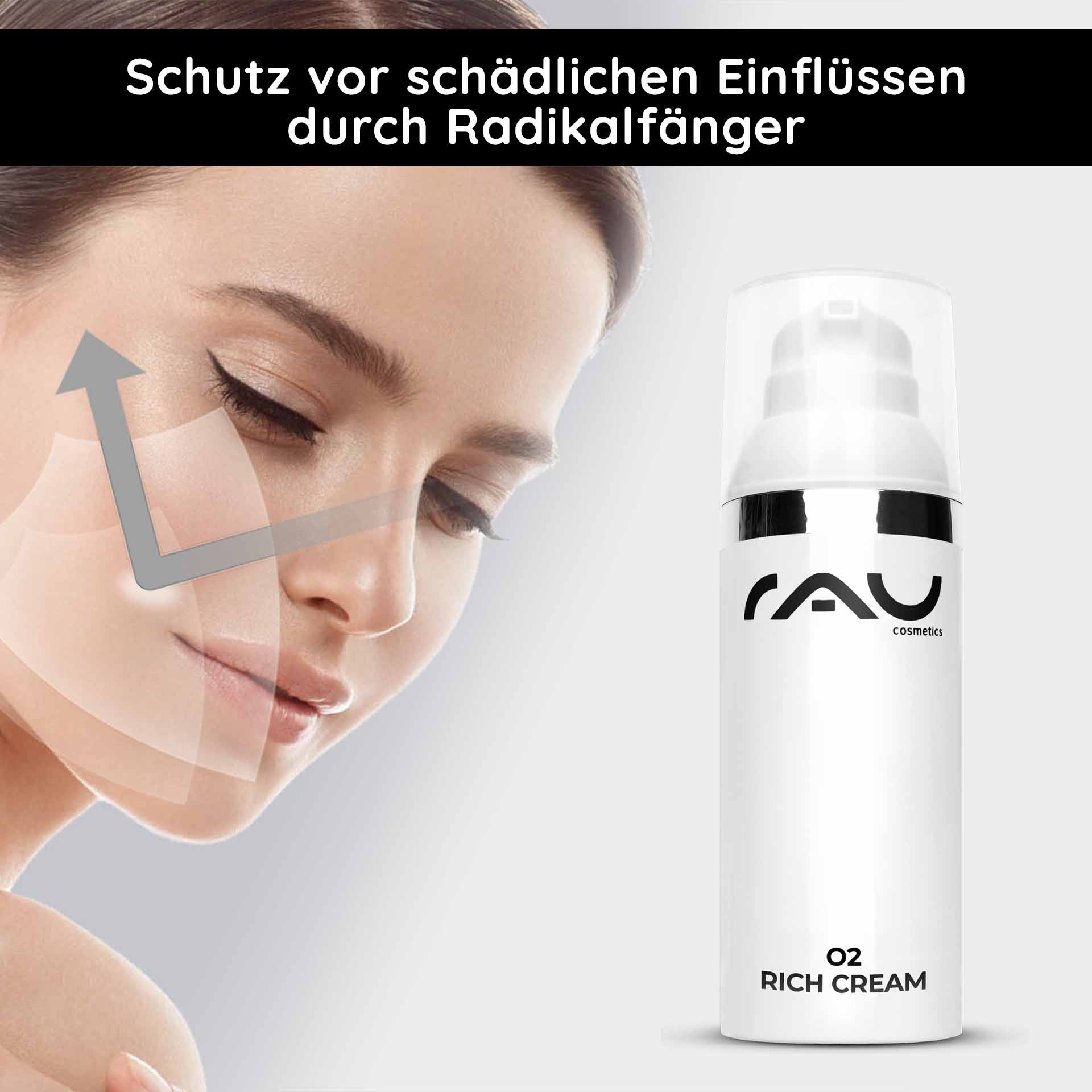 O2 リッチクリーム 50ml 乾燥肌のためのリッチなナイトクリーム。 Reichhaltige Nachtcreme O2 Rich Cream von RAU Cosmetics, Schutz vor schädlichen Einflüssen, Ginkgo-Extrakt, Hautpflege für trockene Haut, glänzende und rosige Haut.